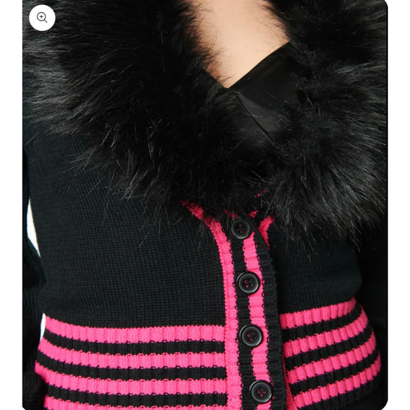 Betty & Veronica x Unique Vintage  Black & Pink Smack Sweater Cardigan Size 3x - Picture 3 of 7